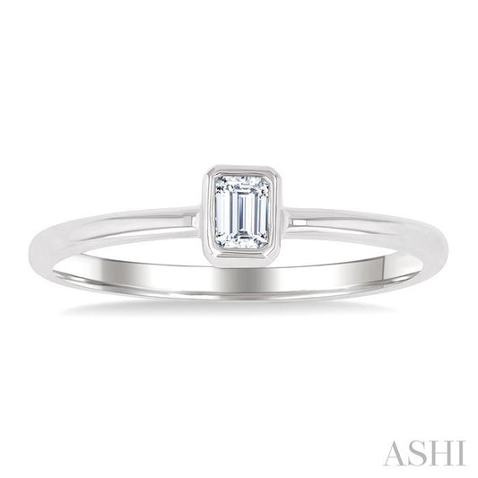 ASHI Emerald Shape Bezel Set Petite Diamond Fashion Ring 389K8PPTGWG-OC