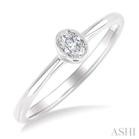 ASHI Oval Shape Bezel Set Petite Diamond Fashion Ring 389K8PPTGWG-OV