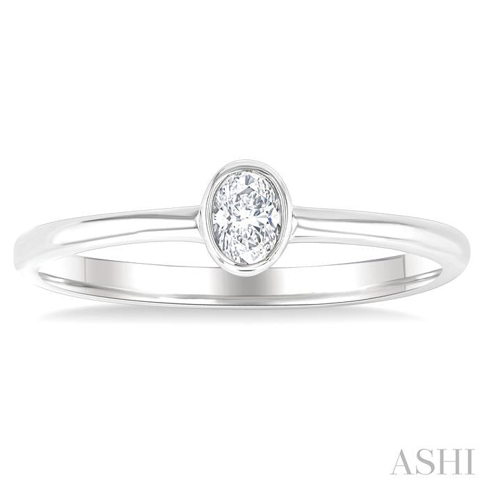 ASHI Oval Shape Bezel Set Petite Diamond Fashion Ring 389K8PPTGWG-OV