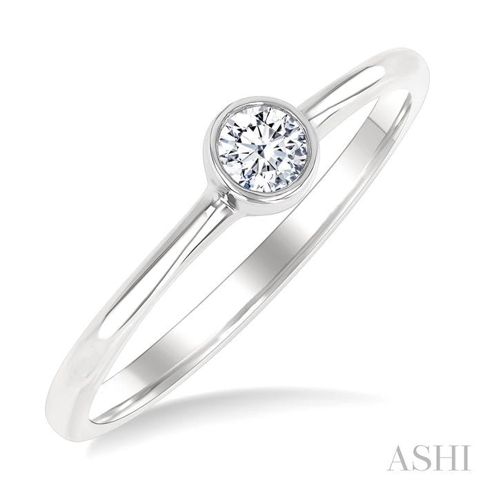 ASHI Round Shape Bezel Set Petite Diamond Fashion Ring 389K8PPTGWG-RD