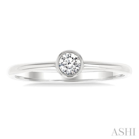 ASHI Round Shape Bezel Set Petite Diamond Fashion Ring 389K8PPTGWG-RD