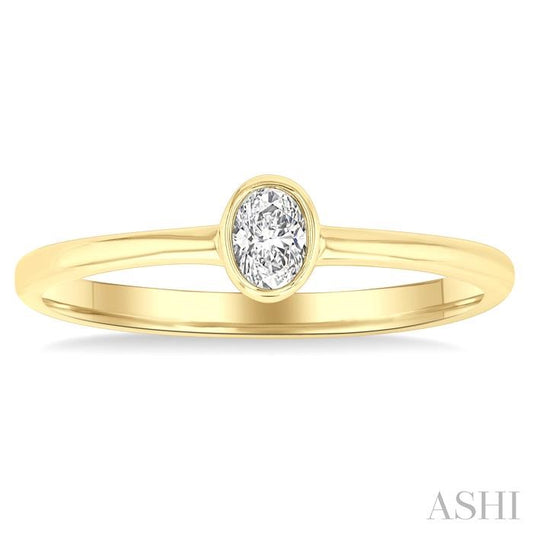 ASHI Oval Shape Bezel Set Petite Diamond Fashion Ring 389K8PPTGYG-OV
