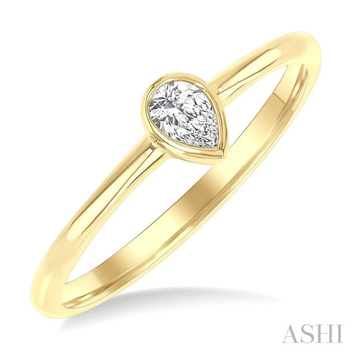 ASHI Pear Shape Bezel Set Petite Diamond Fashion Ring 389K8PPTGYG-PR
