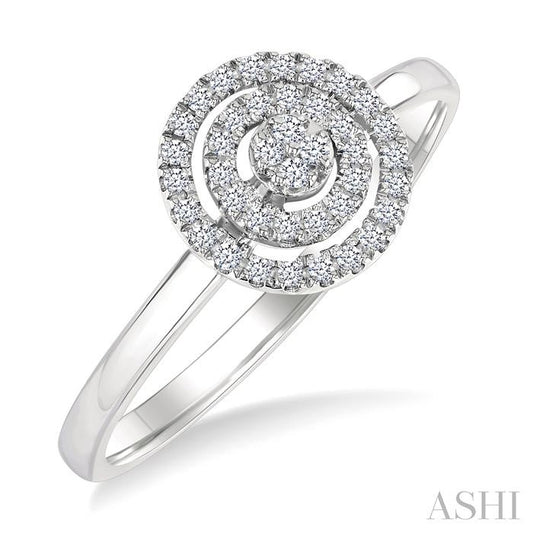 ASHI Round Shape Petite Halo Diamond Fashion Ring 389L8PPTSWG-RD