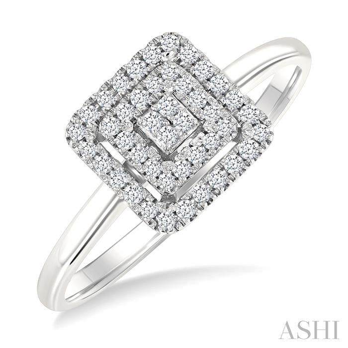 ASHI Princess Shape Petite Halo Diamond Fashion Ring 389L8PPTSWG-SQ