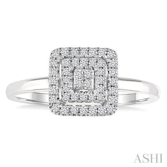 ASHI Princess Shape Petite Halo Diamond Fashion Ring 389L8PPTSWG-SQ