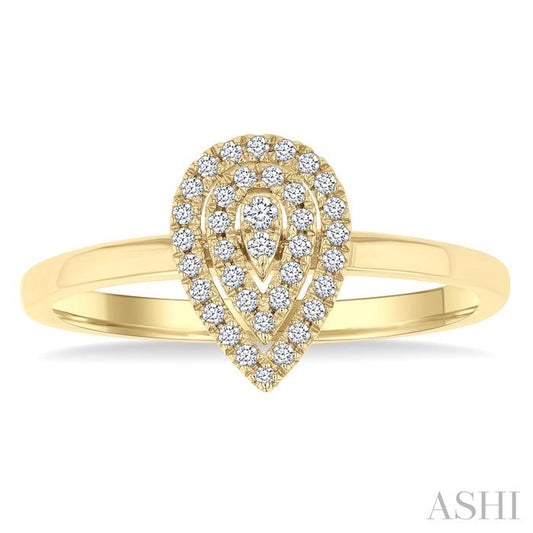 ASHI Pear Shape Petite Halo Diamond Fashion Ring 389L8PPTSYG-PR