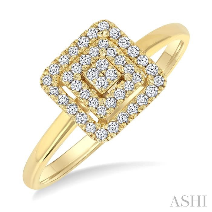 ASHI Princess Shape Petite Halo Diamond Fashion Ring 389L8PPTSYG-SQ