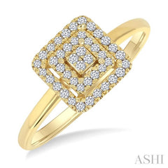 ASHI Princess Shape Petite Halo Diamond Fashion Ring 389L8PPTSYG-SQ