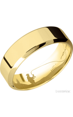 7 mm wide High Bevel 14K Yellow Gold band.