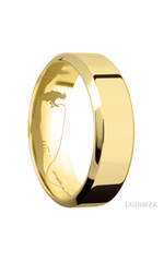 7 mm wide High Bevel 14K Yellow Gold band.