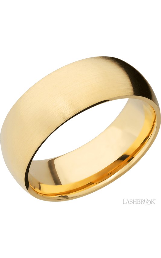 8 mm wide Domed 14K Yellow Gold band.