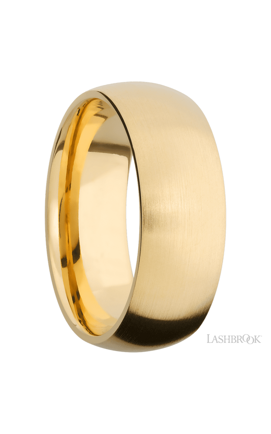 8 mm wide Domed 14K Yellow Gold band.
