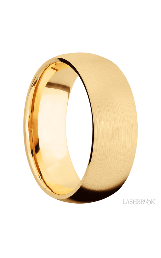 8 mm wide Domed 14K Yellow Gold band.