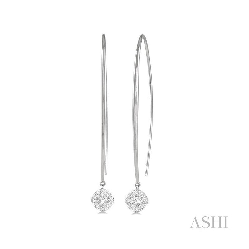 ASHI Cushion Shape Lovebright Essential Diamond Earrings 925A5PPFHERWG