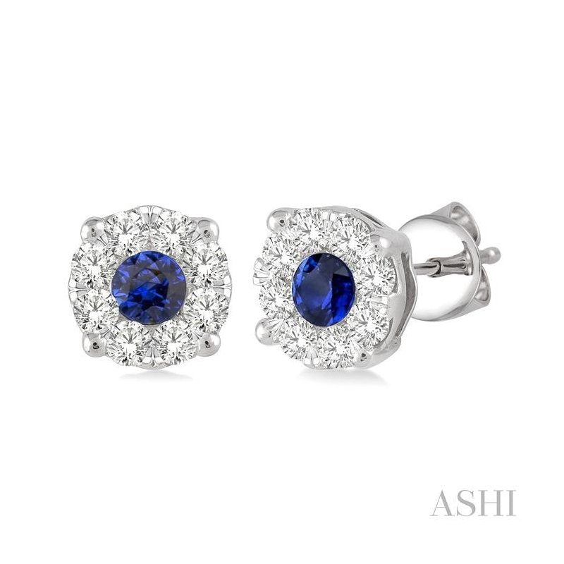 ASHI Round Shape Lovebright Gemstone & Diamond Earrings 58473PPFVERSPWG