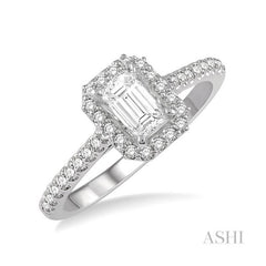 ASHI Emerald Shape Halo Diamond Engagement Ring 244G4PPFHWG-LE