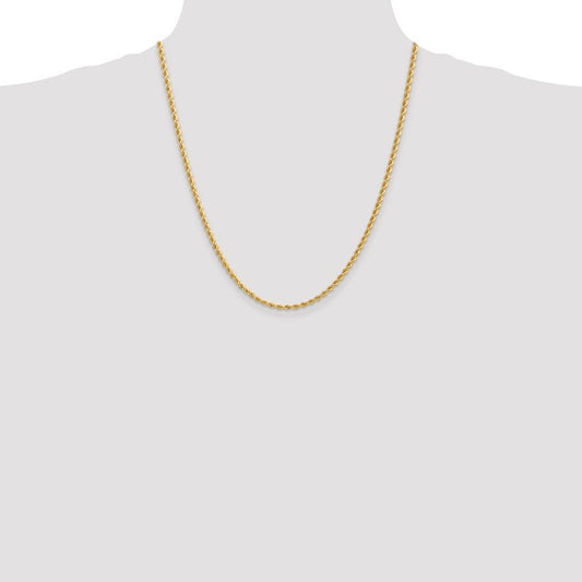 Quality Gold 14K 8 inch 2.75mm Regular Rope with Lobster Clasp Chain 021S