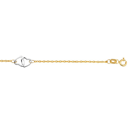 Royal Chain 14K 10in Two-Tone Diamond Cut/ Textured Anklet with Spring Ring Clasp ANK176