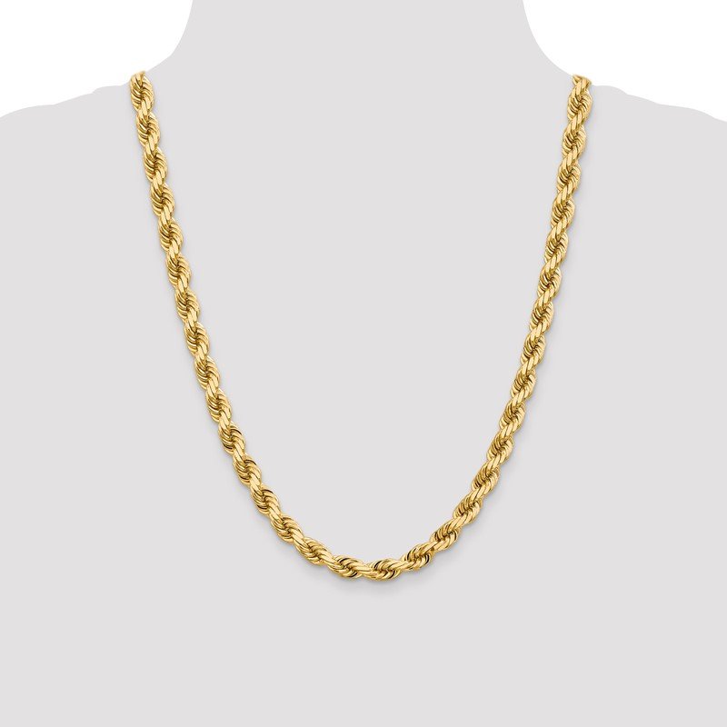 Quality Gold 14K 9 inch 8mm Diamond-cut Rope with Fancy Lobster Clasp Chain 60