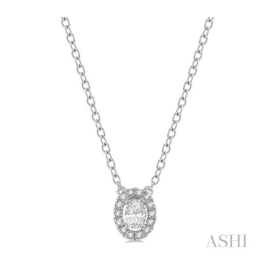 ASHI Oval Shape East-West Petite Halo Diamond Fashion Pendant 90346PPFHPDWG
