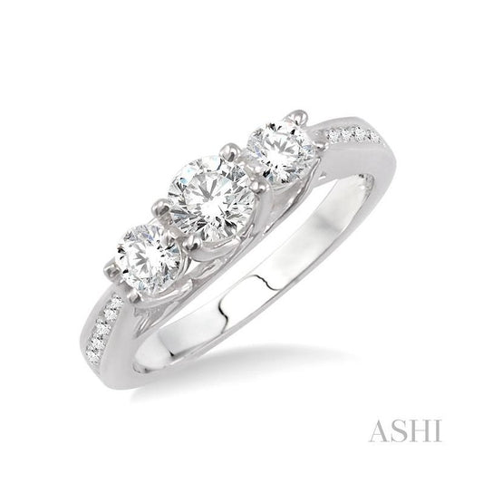 ASHI Round Shape Past Present & Future Diamond Engagement Ring 24901PPFCWG-LE