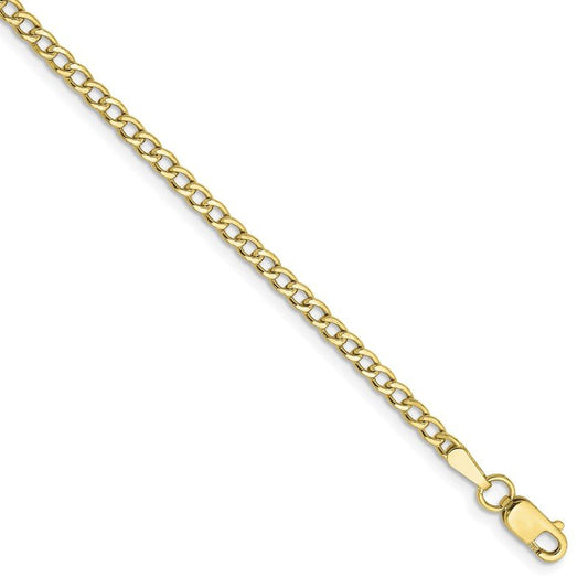 Quality Gold 10k 2.5mm Semi-Solid Curb Link Chain Anklet 10BC124