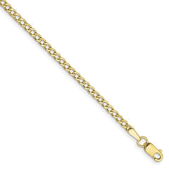 Quality Gold 10k 2.5mm Semi-Solid Curb Link Chain Anklet 10BC124