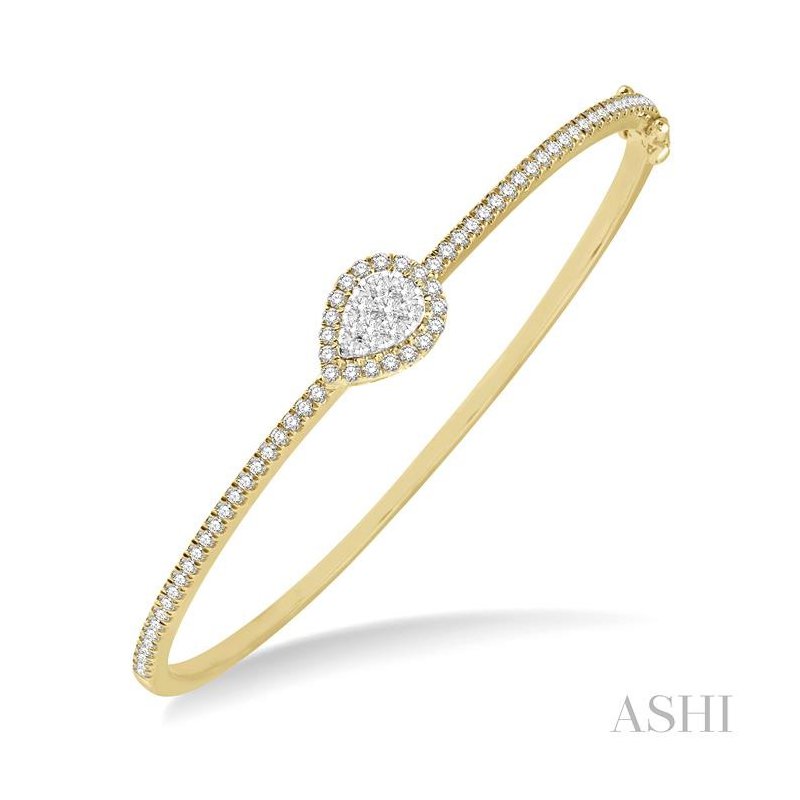 ASHI Stackable Pear Shape Halo Lovebright Essential Diamond Bangle 799B1PPFGYW-PR
