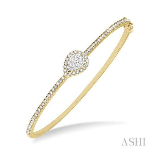ASHI Stackable Pear Shape Halo Lovebright Essential Diamond Bangle 799B1PPFGYW-PR