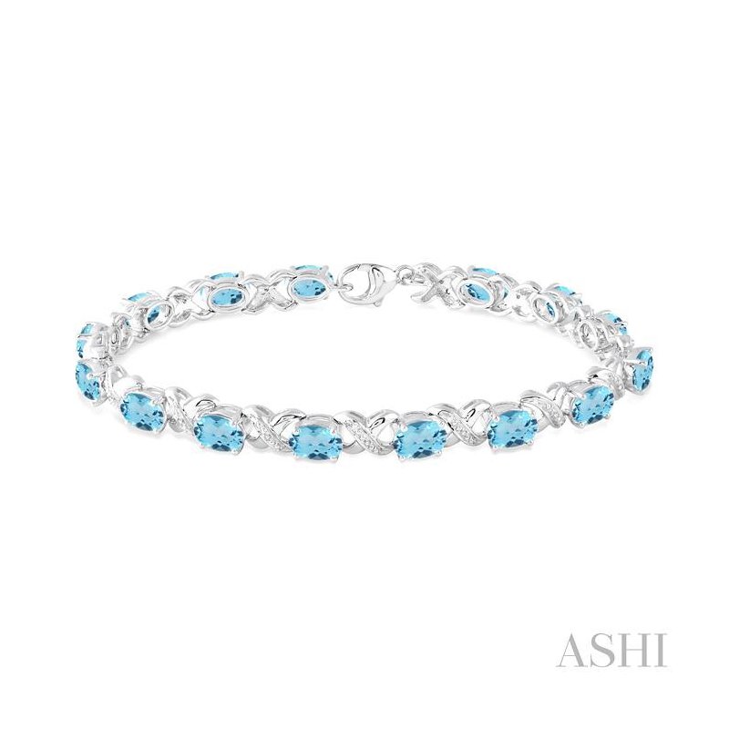 ASHI Silver Oval Shape Gemstone & Diamond Bracelet 85549PPSSBTSLTB