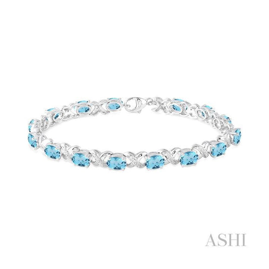 ASHI Silver Oval Shape Gemstone & Diamond Bracelet 85549PPSSBTSLTB