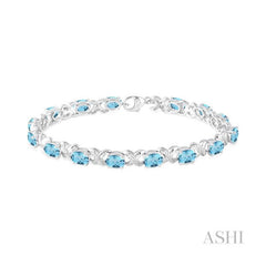 ASHI Silver Oval Shape Gemstone & Diamond Bracelet 85549PPSSBTSLTB