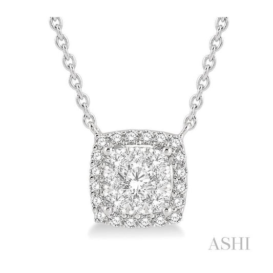 ASHI Cushion Shape Halo Lovebright Essential Diamond Pendant 9966HPPFVNKWG