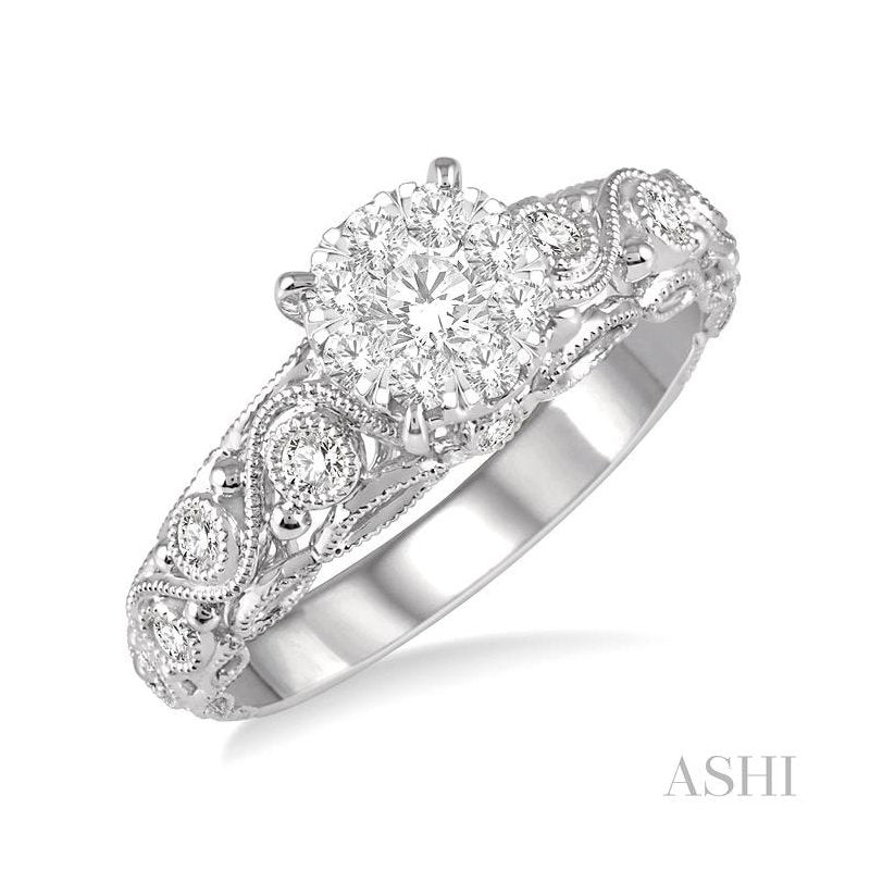 ASHI Round Shape Lovebright Diamond Engagement Ring 125E3PPFVWG