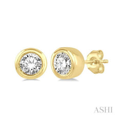 ASHI Bezel Set Petite Diamond Fashion Earrings 646C8PPTGERYG