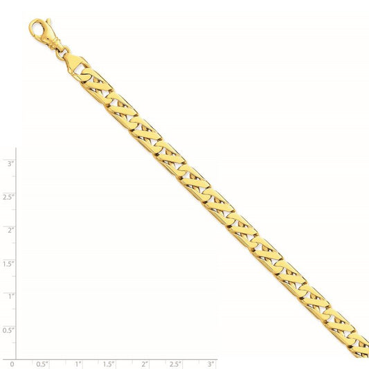 Quality Gold 14K 8.25 inch 7.9mm Hand Polished Fancy Link with Fancy Lobster Clasp Bracelet LK417