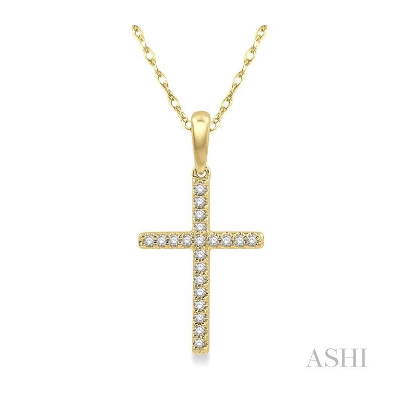 ASHI Cross Petite Diamond Fashion Pendant 624A8PPTSPDYG