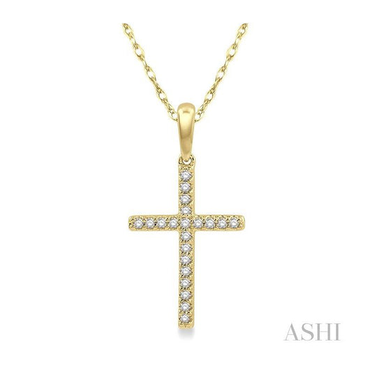 ASHI Cross Petite Diamond Fashion Pendant 624A8PPTSPDYG
