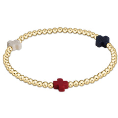 Enewton Signature Cross Gold Pattern 3mm Bead Bracelet - Firecracker BSCGP3FIREC