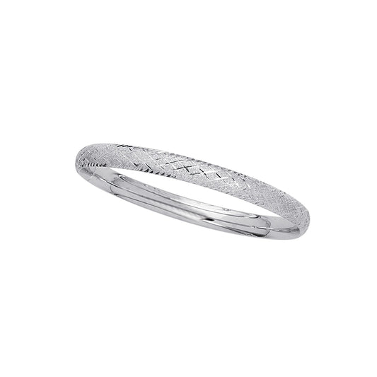 White Gold Diamond Cut/ Textured Fancy Bangles Bracelet