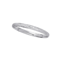 White Gold Diamond Cut/ Textured Fancy Bangles Bracelet