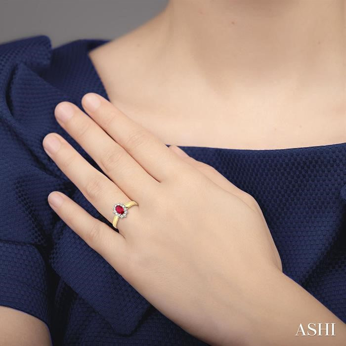 ASHI Oval Shape Gemstone & Halo Diamond Ring 40047PPFXRB