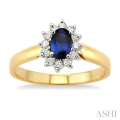 ASHI Oval Shape Gemstone & Halo Diamond Ring 40047PPFXSP