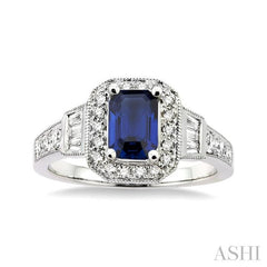 ASHI Emerald Shape Gemstone & Halo Diamond Ring 40486PPFHSPWG