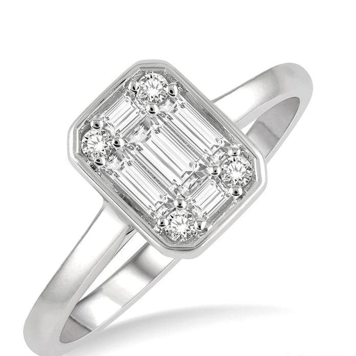 Parkplace Jewelers Emerald Shape Bezel Set Fusion Diamond Ring 110D3PPFGWG