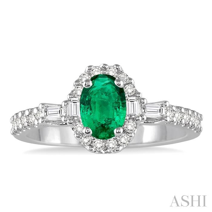 ASHI Oval Shape Gemstone & Halo Diamond Ring 40734PPFHEMWG