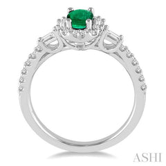ASHI Oval Shape Gemstone & Halo Diamond Ring 40734PPFHEMWG