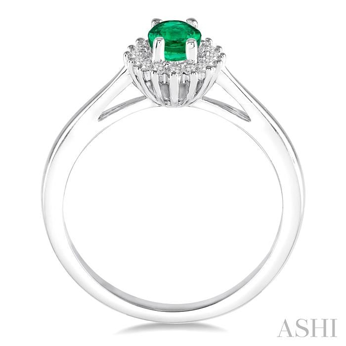 ASHI Oval Shape Gemstone & Halo Diamond Ring 40788PPTXEMWG