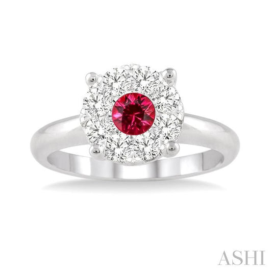 ASHI Round Shape Lovebright Gemstone & Diamond Ring 40885PPFVRBWG